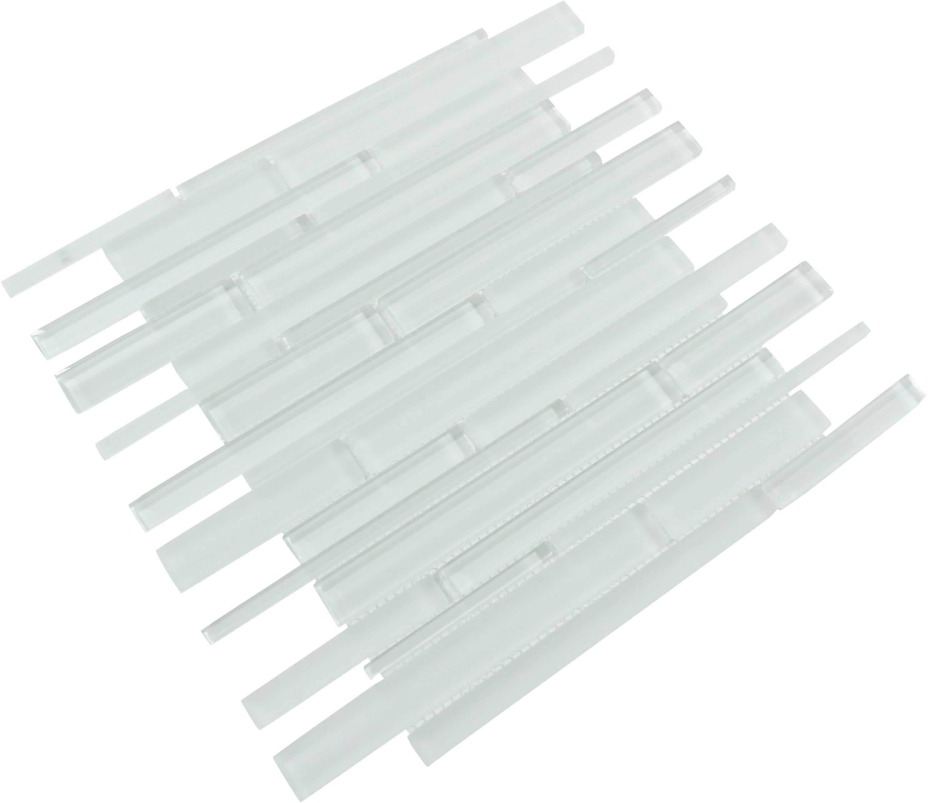 Super White Random Brick Glossy & Frosted Glass Tile Euro Glass