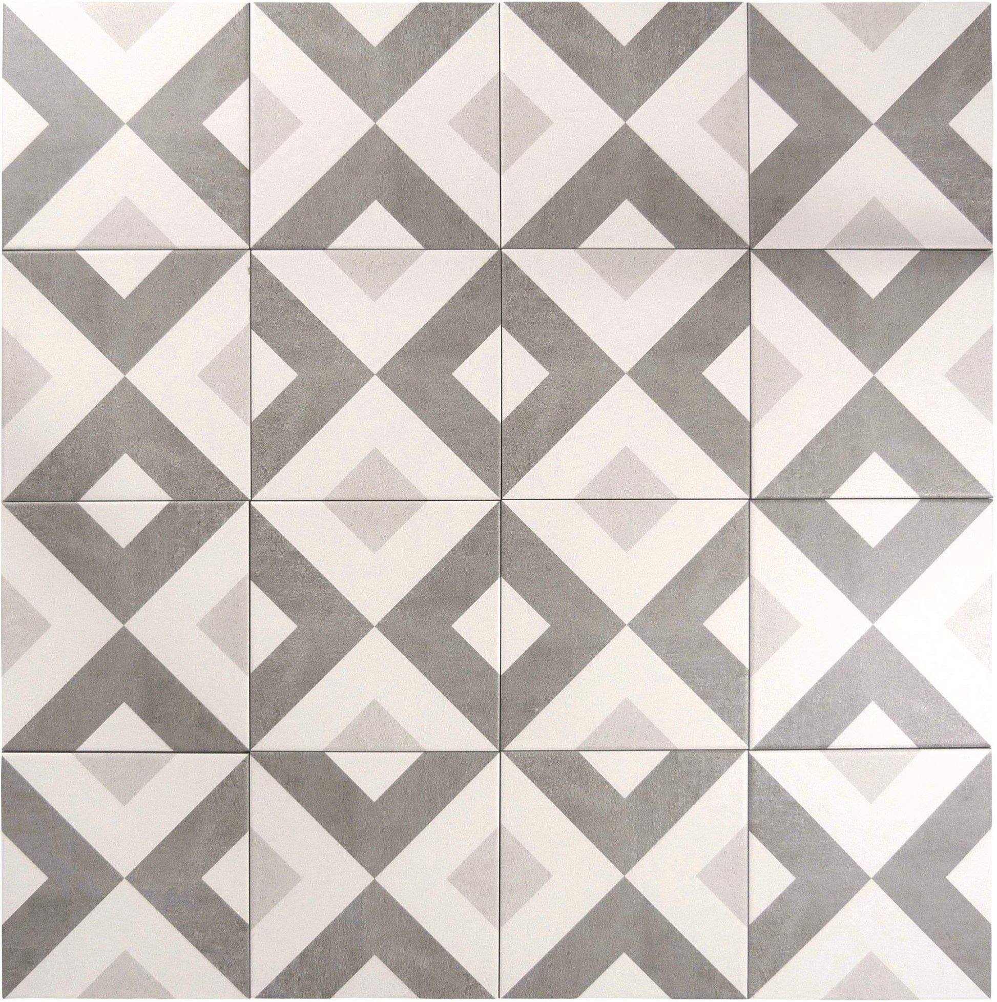 Retro Neuve V-Cut 8" x 8" Matte Porcelain Tile Euro Glass