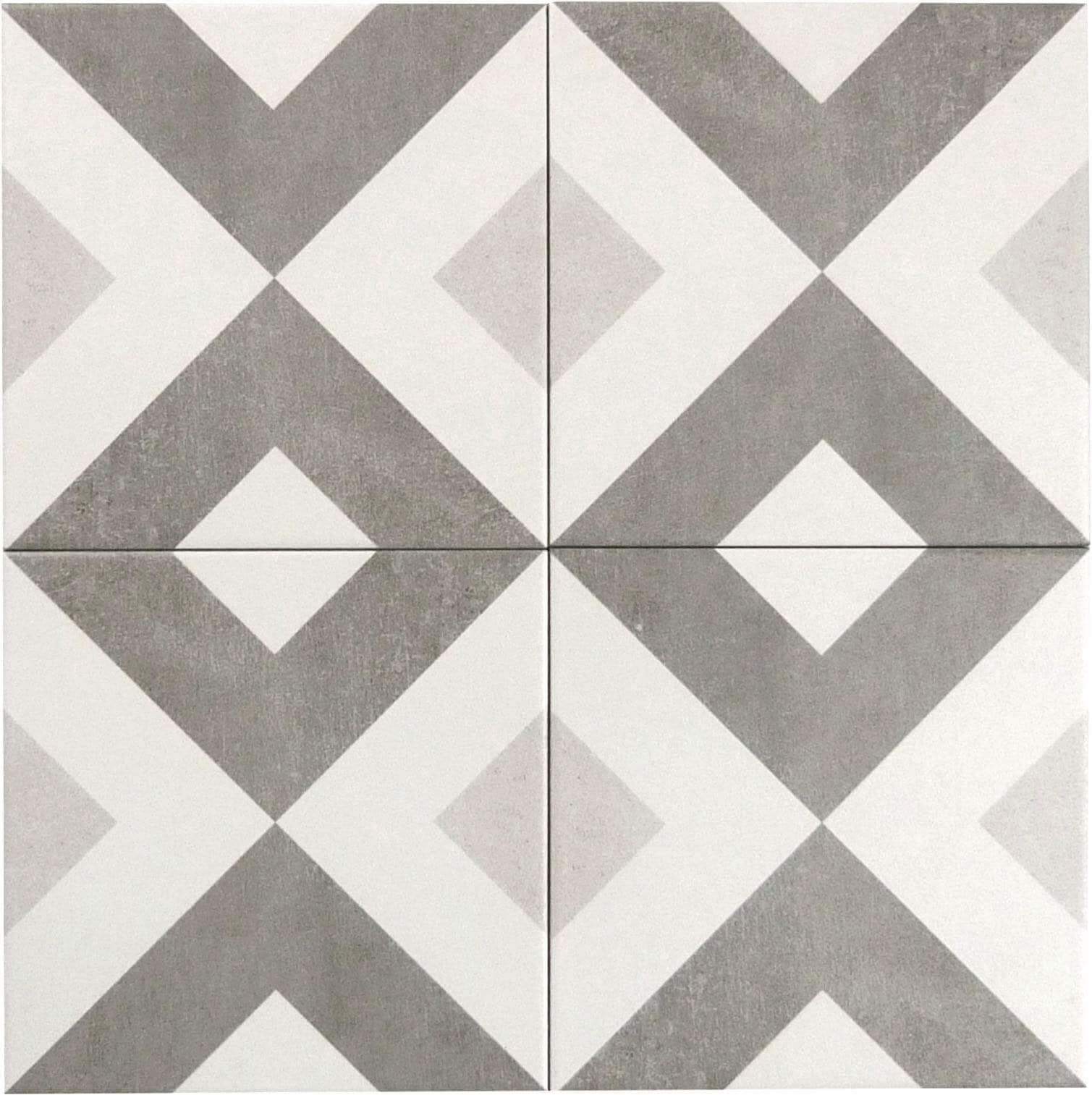 Retro Neuve V-Cut 8" x 8" Matte Porcelain Tile Euro Glass