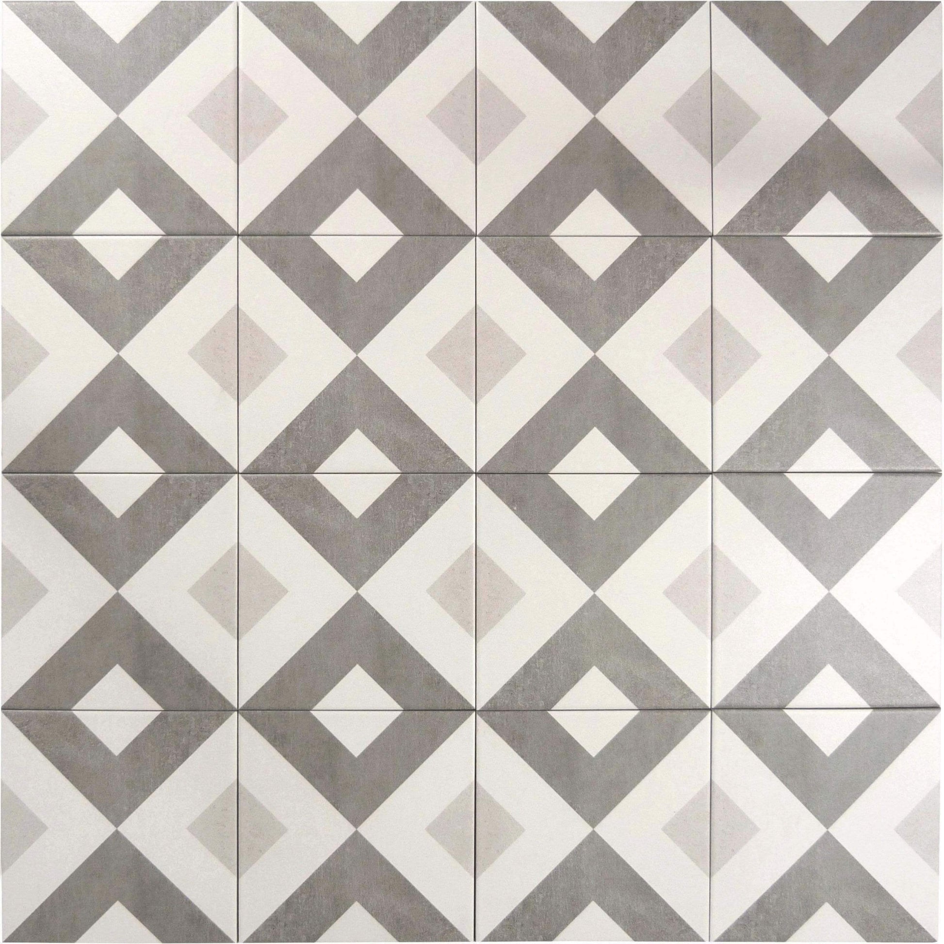 Retro Neuve V-Cut 8" x 8" Matte Porcelain Tile Euro Glass