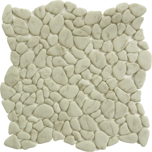 Riverbed Fall Stream Beige Pebble Recycled Matte Glass Tile Euro Glass