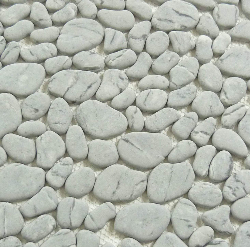 Riverbed Flowing Ravine Grey Pebble Recycled Matte Glass Tile RVB762