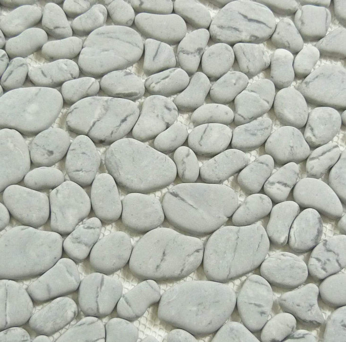 Riverbed Flowing Ravine Grey Pebble Recycled Matte Glass Tile Euro Glass