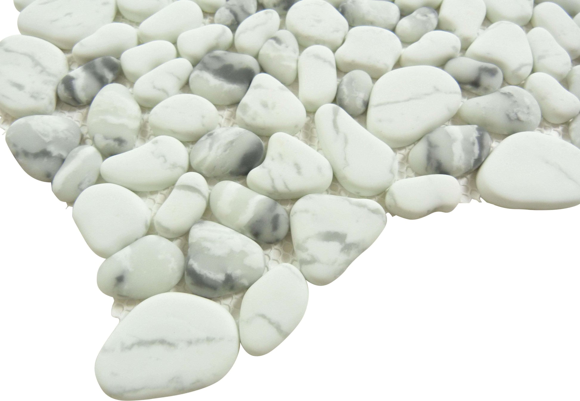 Riverbed Pebbly Shore White Pebble Recycled Matte Glass Tile Euro Glass