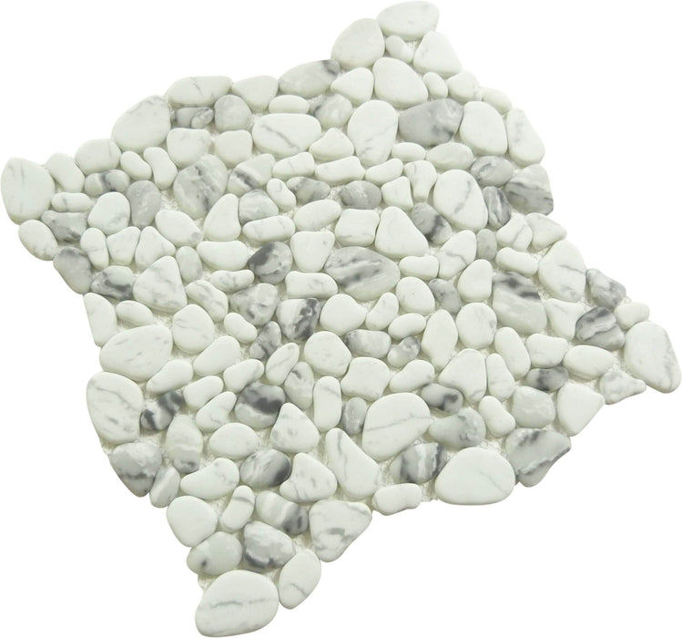 Riverbed Pebbly Shore White Pebble Recycled Matte Glass Tile Euro Glass