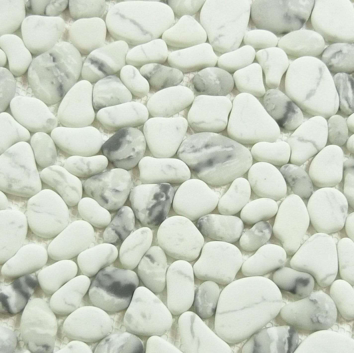 Riverbed Pebbly Shore White Pebble Recycled Matte Glass Tile RVB765