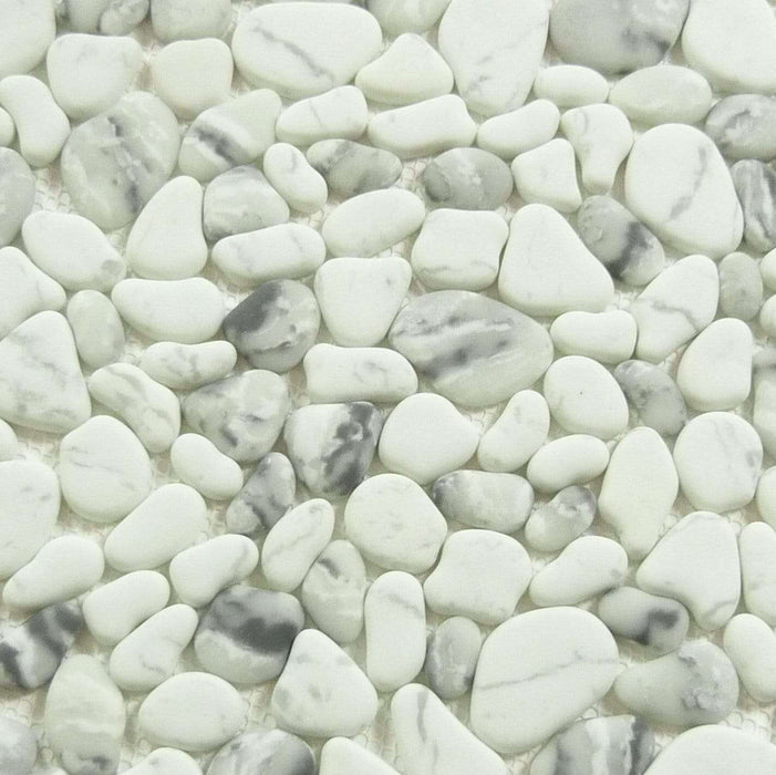 Riverbed Pebbly Shore White Pebble Recycled Matte Glass Tile Euro Glass