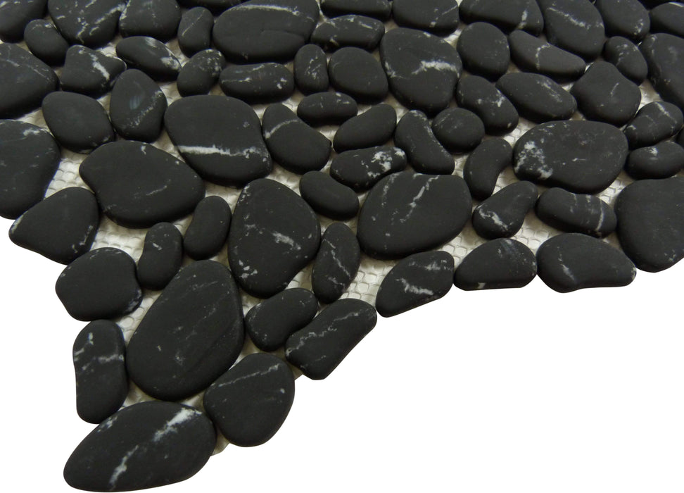 Riverbed Tributary Black Pebble Recycled Matte Glass Tile Euro Glass