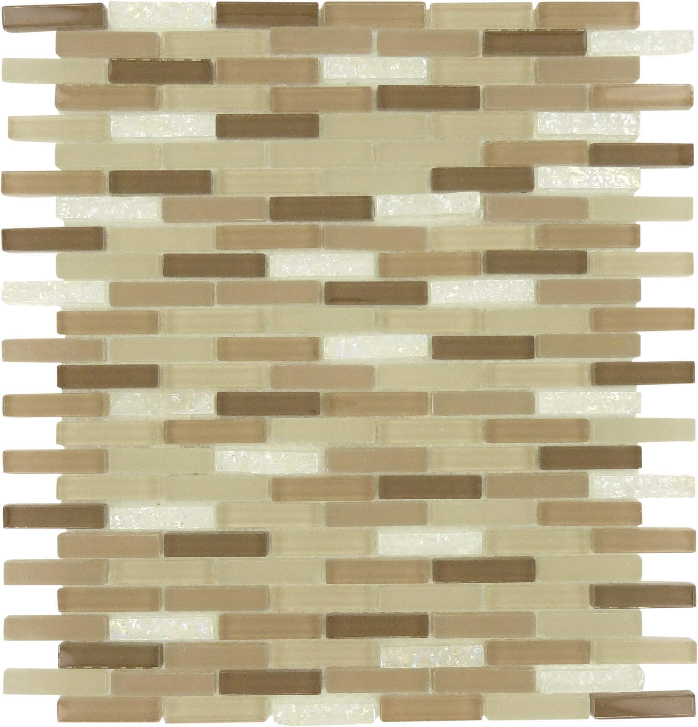 Jewel Sandy Beach Beige Uniform Brick Glossy/Frosted and Iridescent Glass Tile Euro Glass