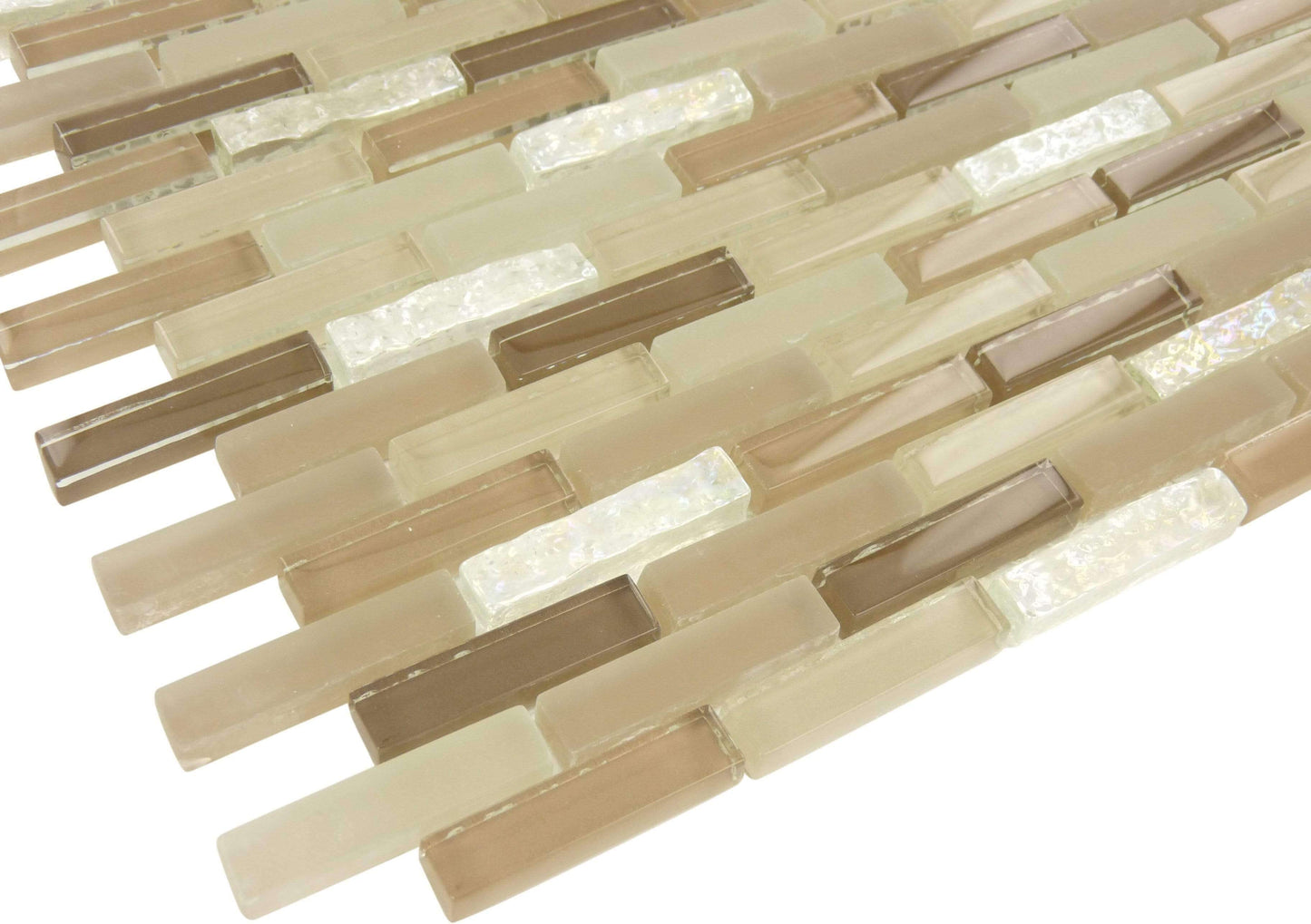 Jewel Sandy Beach Beige Uniform Brick Glossy/Frosted and Iridescent Glass Tile Euro Glass