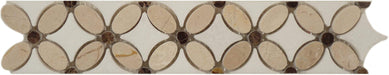 Crema Marfil, Emperador Dark & Thassos White Border FS-710L Cream/Beige Flower Stone Polished Tile Euro Glass