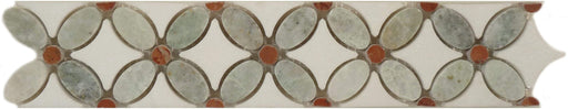 Ming Green & Thassos White Border FS-720L Green Flower Stone Polished Tile Euro Glass