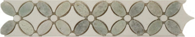 Ming Green & Thassos White Border FS-740L Green Flower Stone Polished Tile Euro Glass