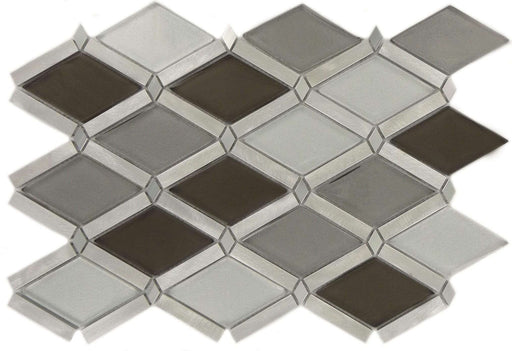 Silver Quill Diamond Silver Brushed Aluminum & Glass Tile Euro Glass