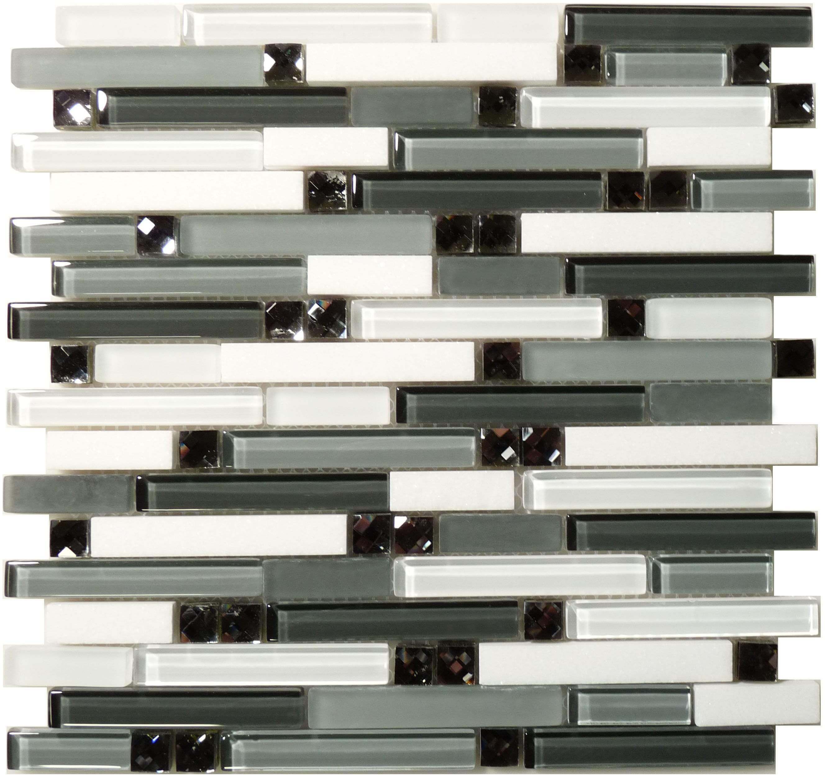 Symphony Deep Harmony Grey Random Bricks Glass & Stone Tile Euro Glass