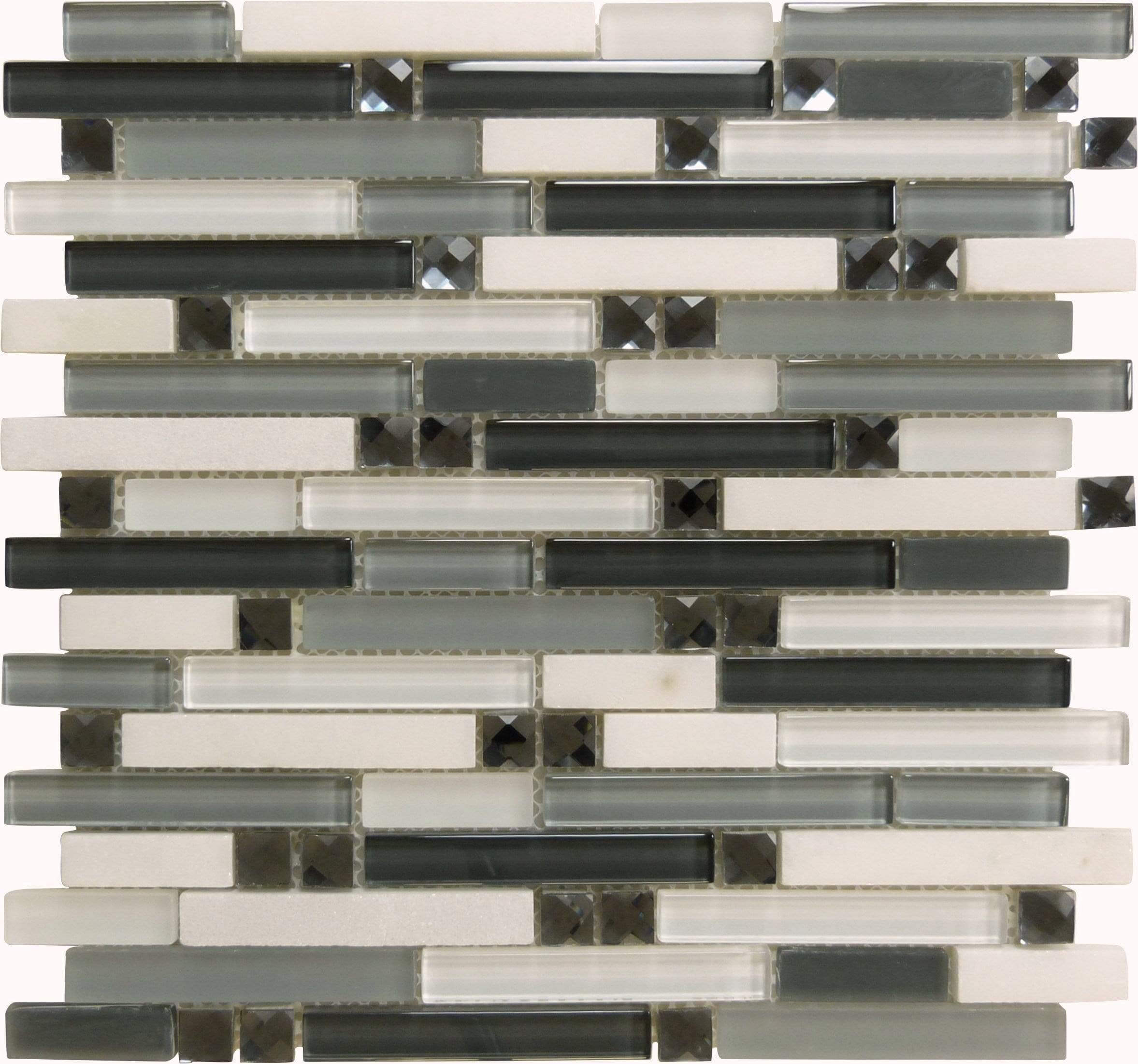 Symphony Deep Harmony Grey Random Bricks Glass & Stone Tile Euro Glass