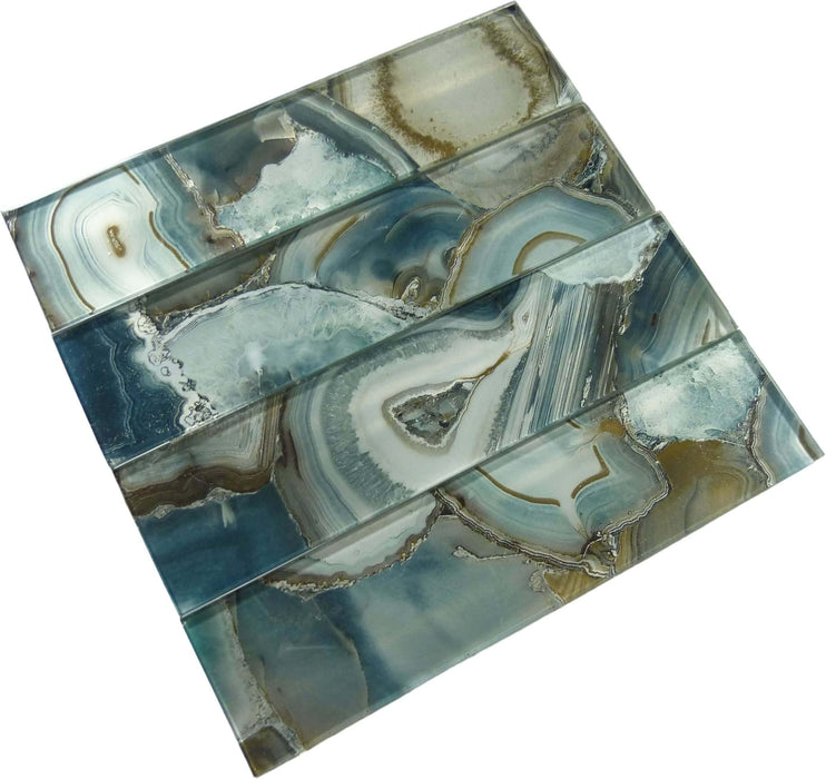 Magical Forest Crystal Lagoon Aqua 3" x 12" Glossy Glass Subway Tile Euro Glass