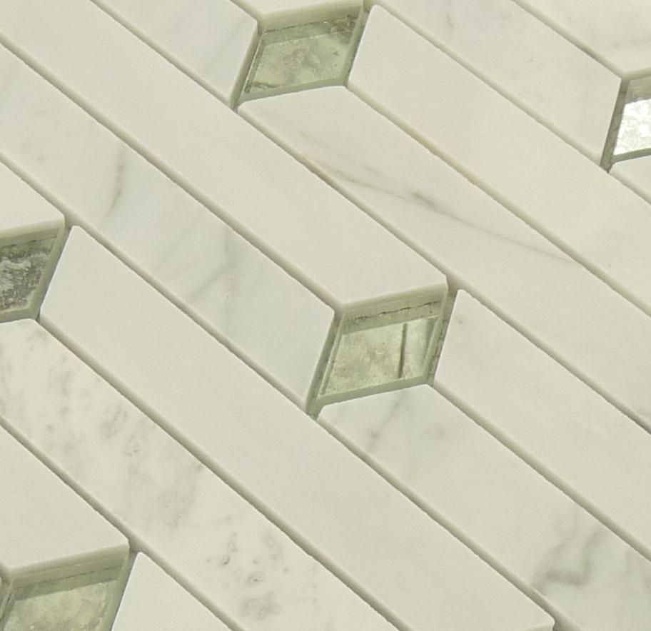 Twinkle Bright White Glass & Stone Tile Euro Glass