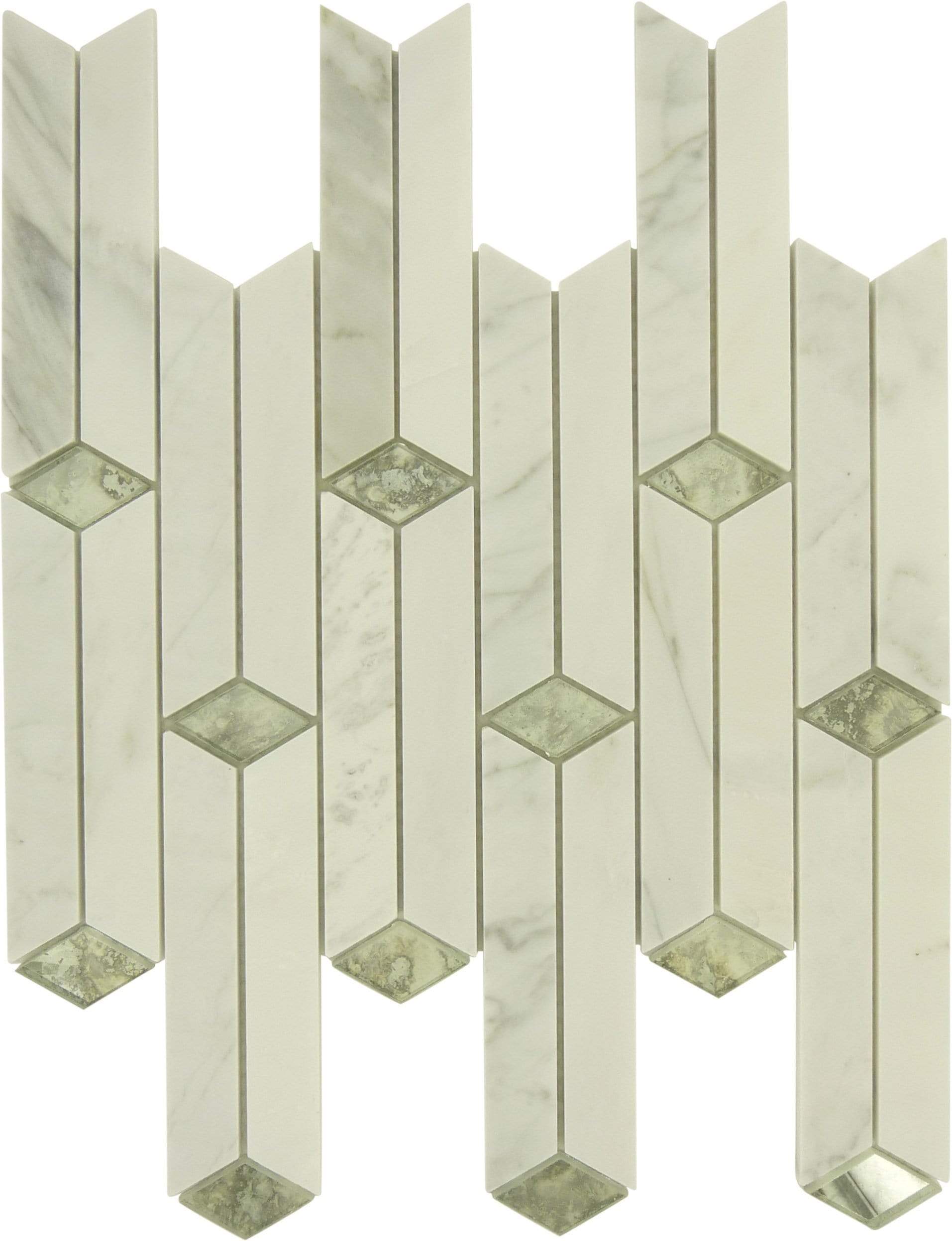 Twinkle Bright White Glass & Stone Tile Euro Glass