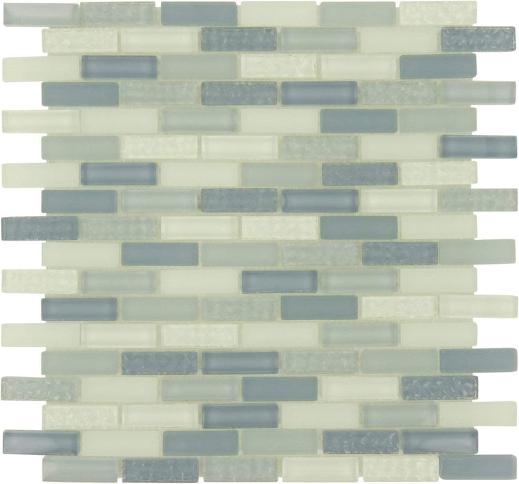 Passion Blue Uniform Brick Glossy & Frosted Glass Tile Euro Glass