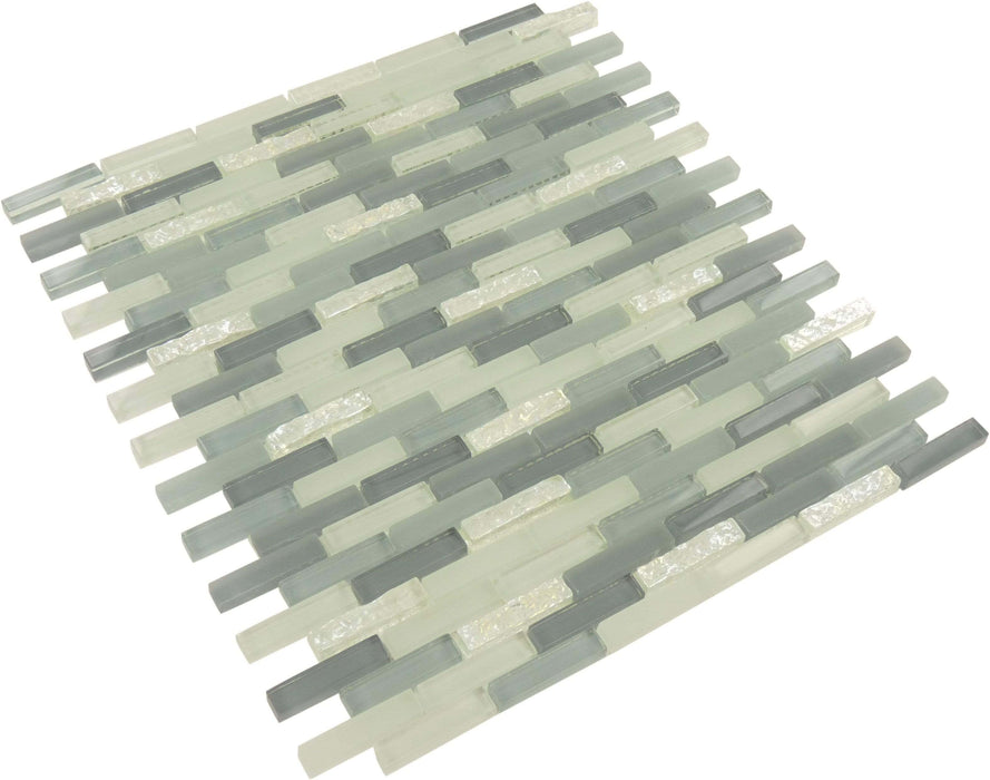 Jewel Dusk Grey Uniform Brick Glossy/Frosted and Iridescent Glass Tile Euro Glass