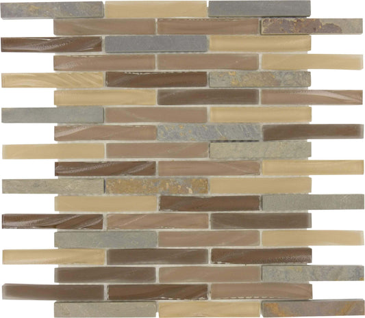 Titanium Field Brown Uniform Brick Glass and Slate Tile Euro Glass