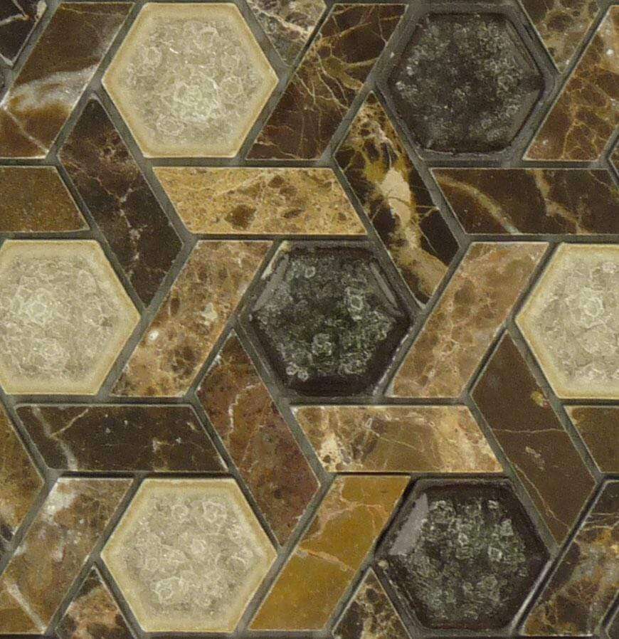 Capitol Archive Brown Unique Shapes Glass and Stone Glossy Tile Euro Glass