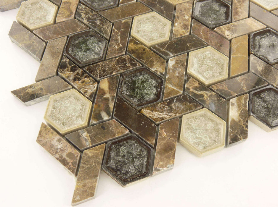 Capitol Archive Brown Unique Shapes Glass and Stone Glossy Tile Euro Glass