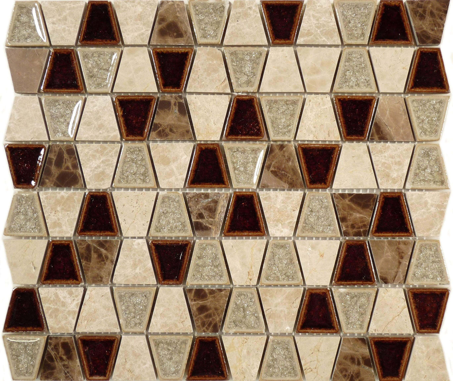 Trapezoid Quiet Mahogany TS932 Brown Unique Shapes Glass and Stone Polished Tile Euro Glass