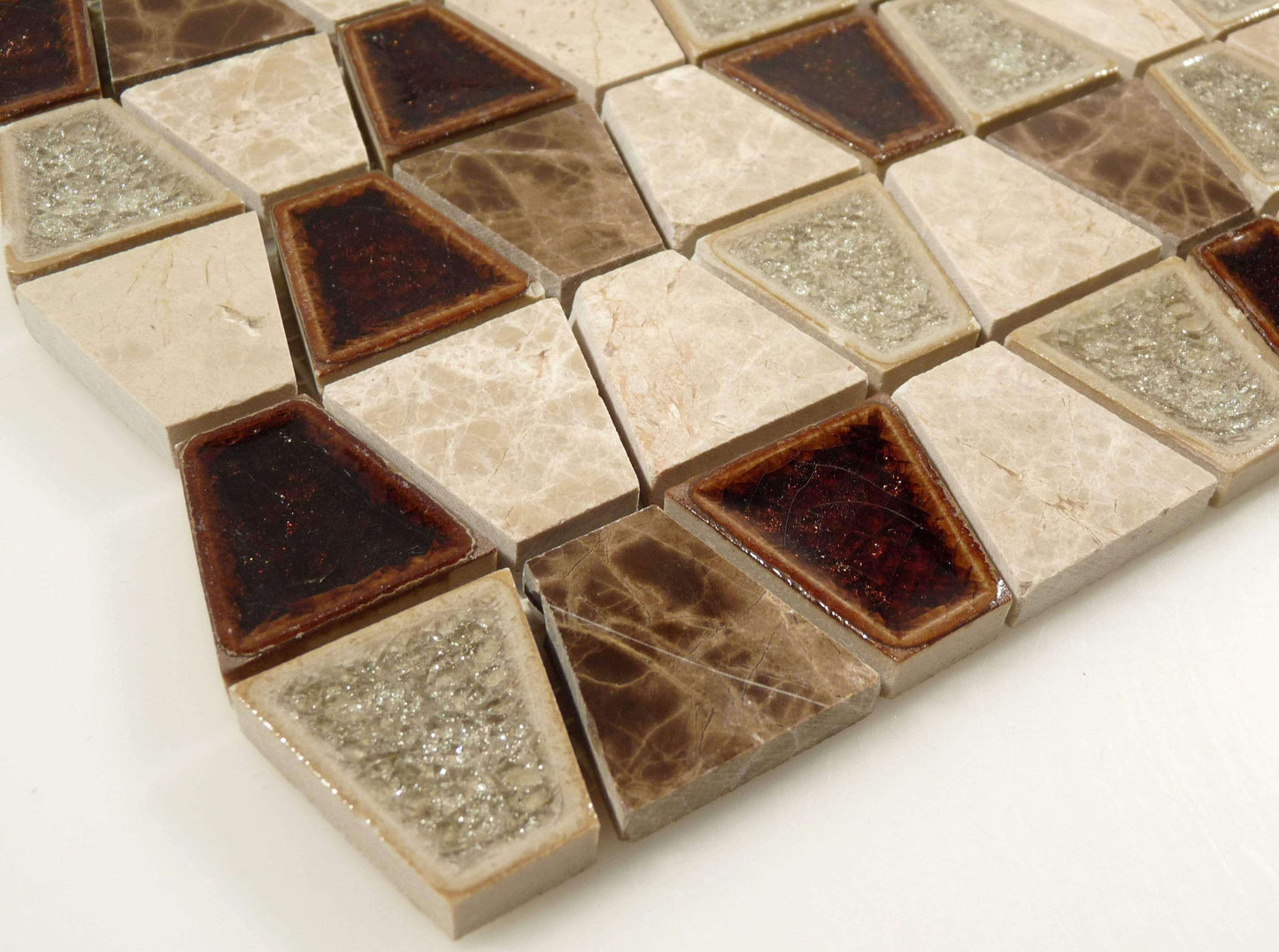 Trapezoid Quiet Mahogany TS932 Brown Unique Shapes Glass and Stone Polished Tile Euro Glass