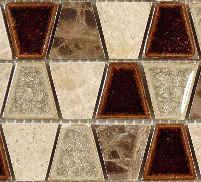 Trapezoid Quiet Mahogany TS932 Brown Unique Shapes Glass and Stone Polished Tile Euro Glass