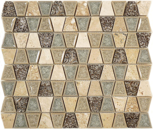 Trapezoid Tender Harbor TS930 Cream/Beige Unique Shapes Glass and Stone Polished Tile Euro Glass