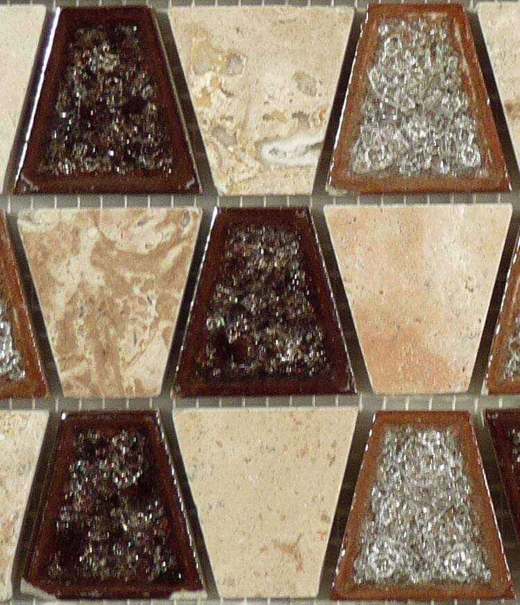 Trapezoid Midday Aubergine TS935 Cream/Beige Unique Shapes Glass and Stone Polished Tile Euro Glass