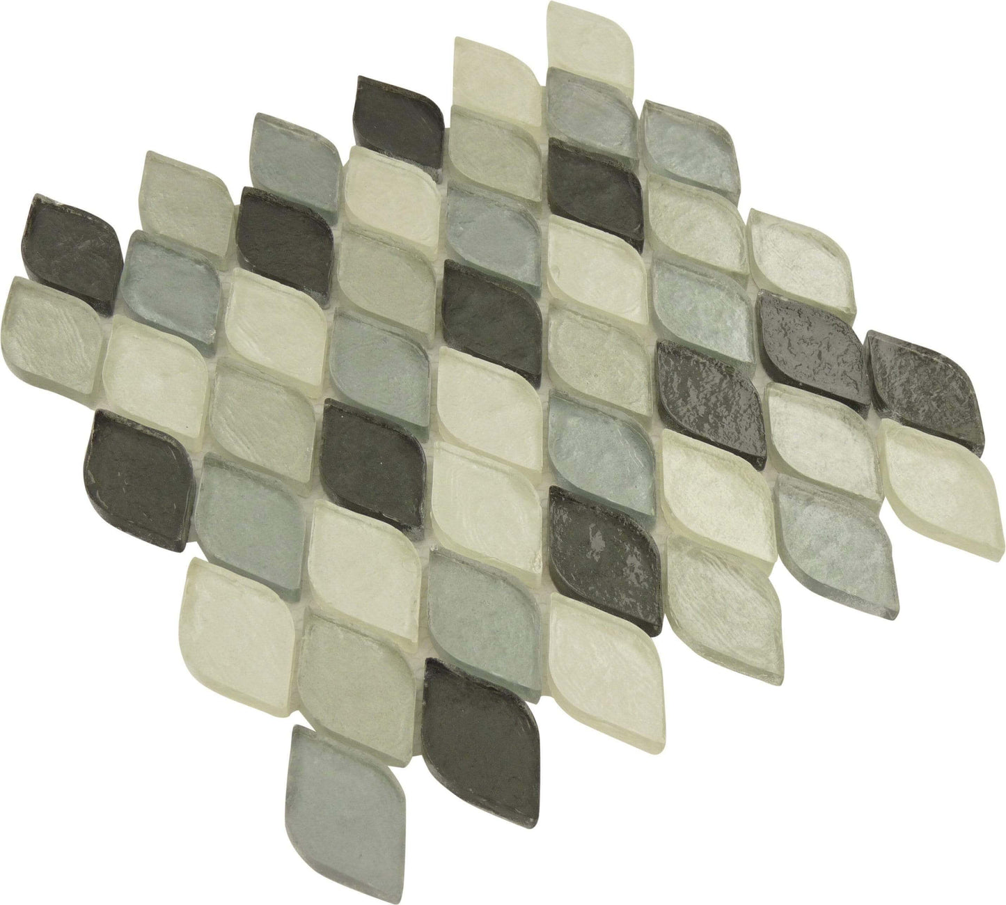 Scale Leaf Grey Glossy Glass Tile Euro Glass