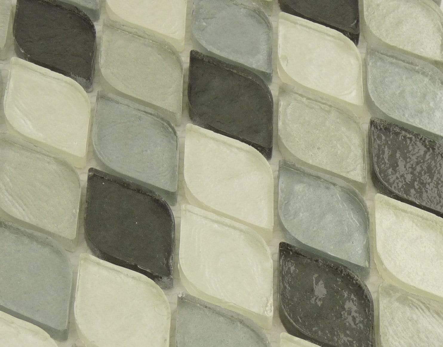 Scale Leaf Grey Glossy Glass Tile Euro Glass