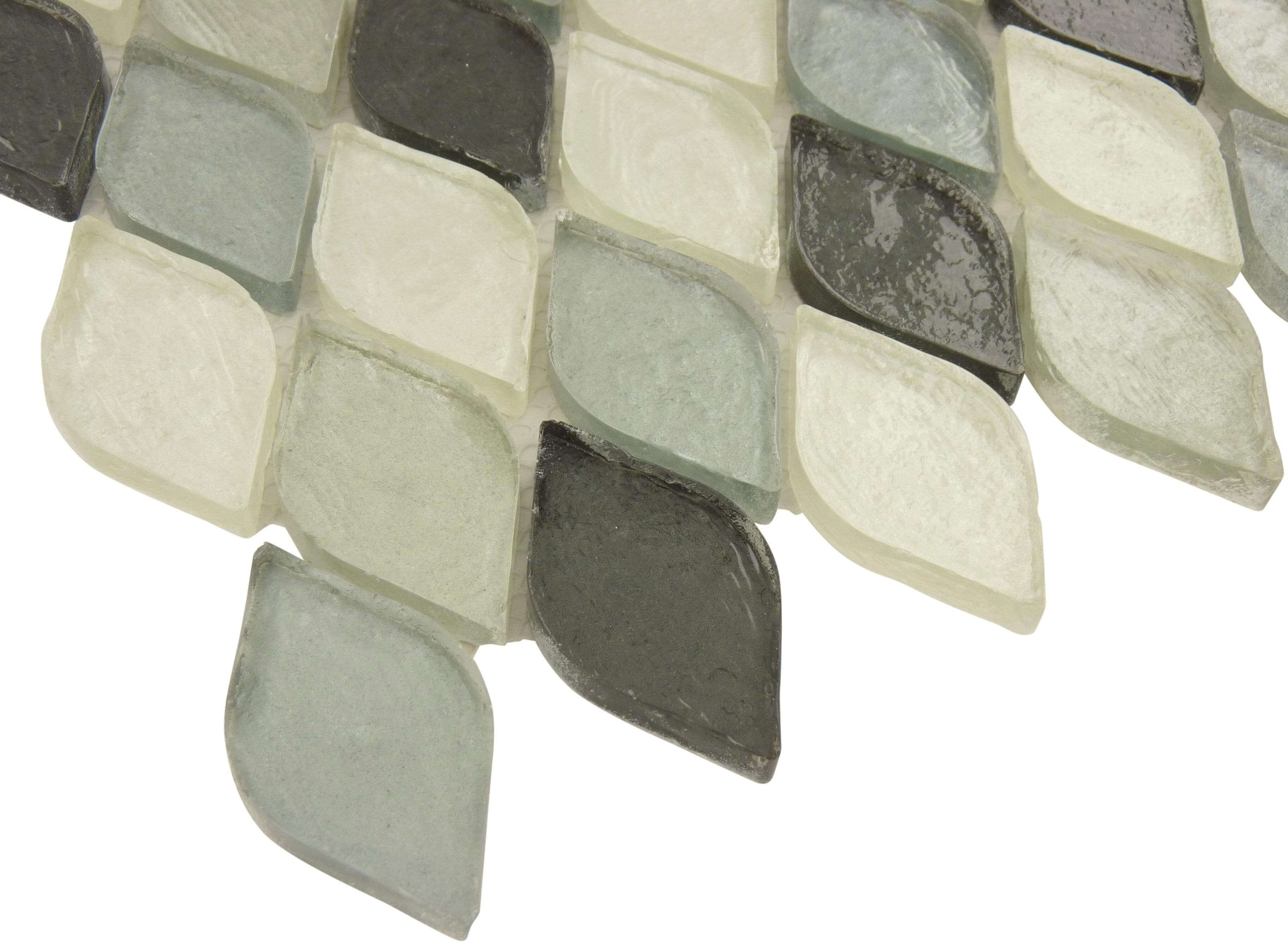 Scale Leaf Grey Glossy Glass Tile Euro Glass