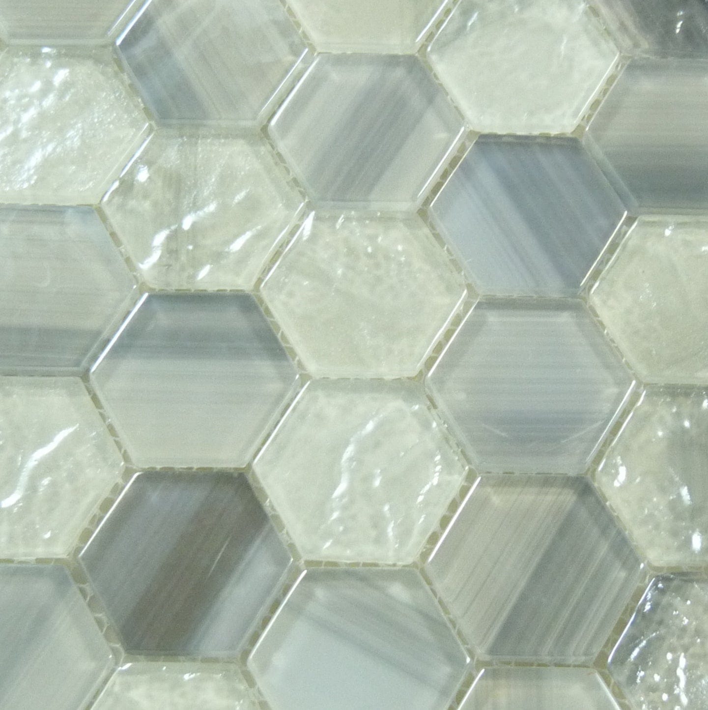 Uptown Beach Parasol White Hexagon Frosted Glass Tile Euro Glass