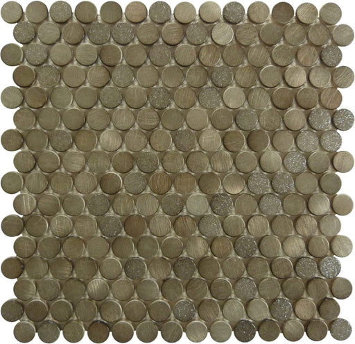 Urban Jungle Old Python Bronze 3/4" Penny Round Brushed Metal Tile Euro Glass