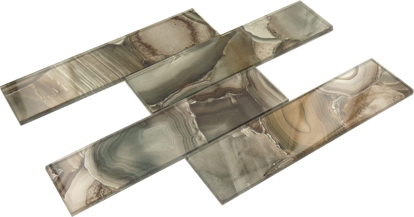 Magical Forest Champinion Brown 3" x 12" Glossy Glass Subway Tile Euro Glass