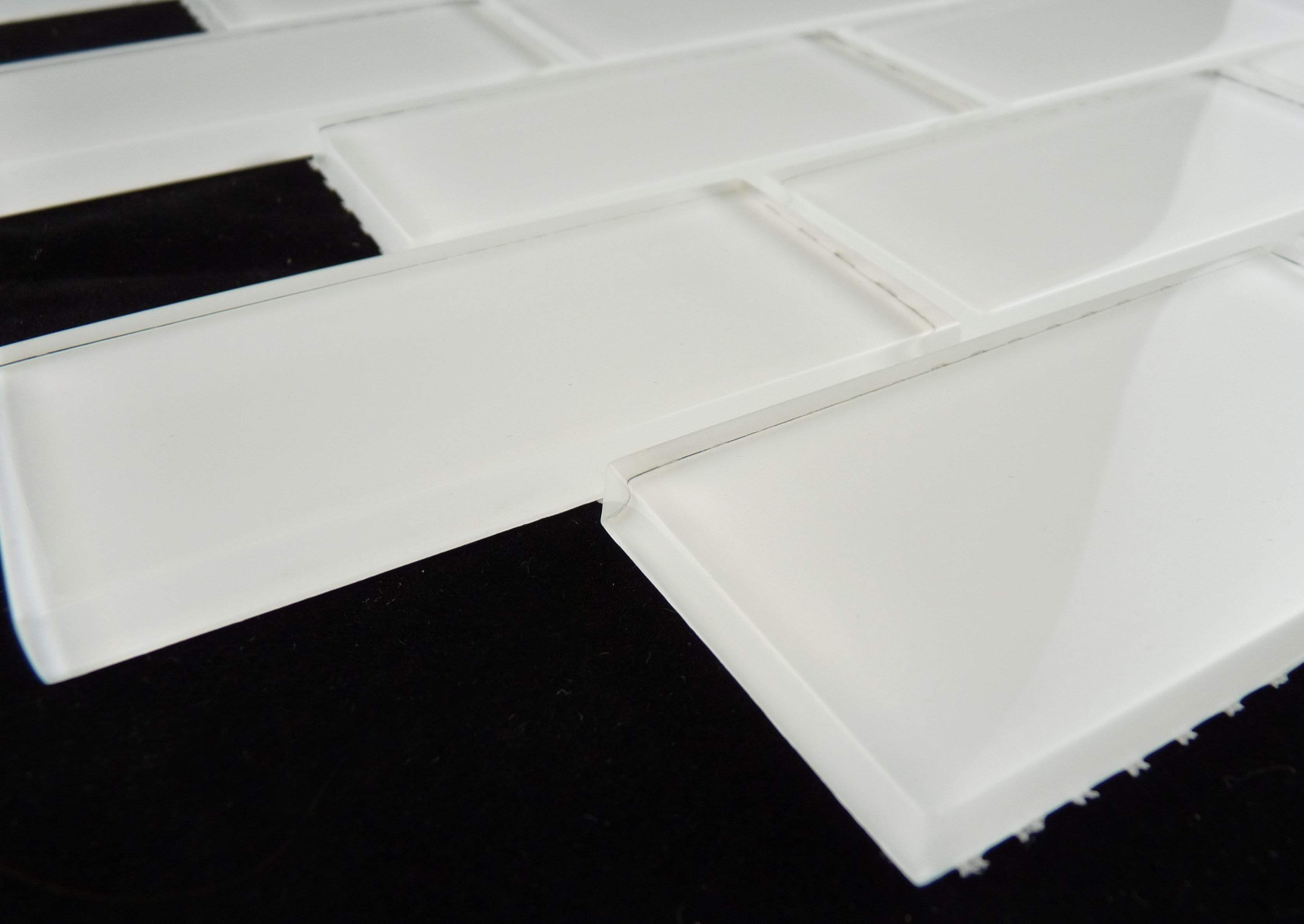 Bright White 2'' x 4'' Subway Brick Glossy Glass Tile Euro Glass