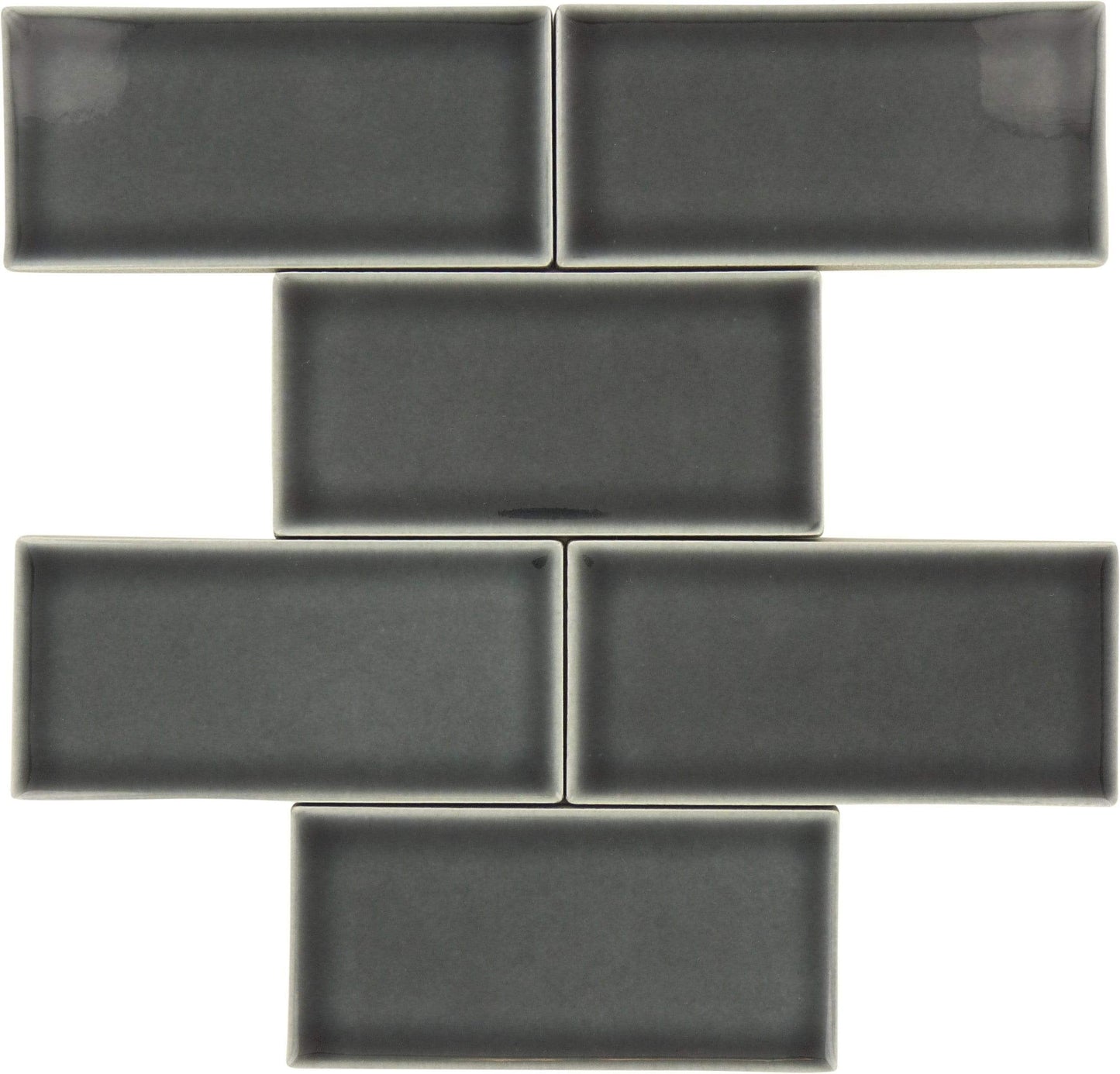 Orion Noir Decor 3" x 6" Glossy Porcelain Subway Tile Euro Glass