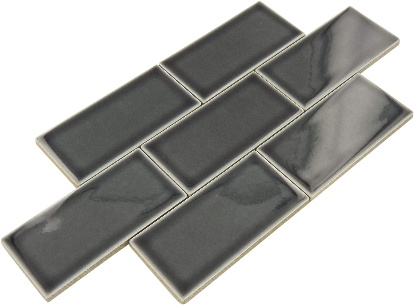 Orion Noir Decor 3" x 6" Glossy Porcelain Subway Tile Euro Glass