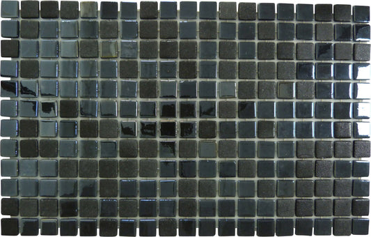 Artistic Blend Black Sugar 1x1 Glossy & Matte Glass Tile Fusion