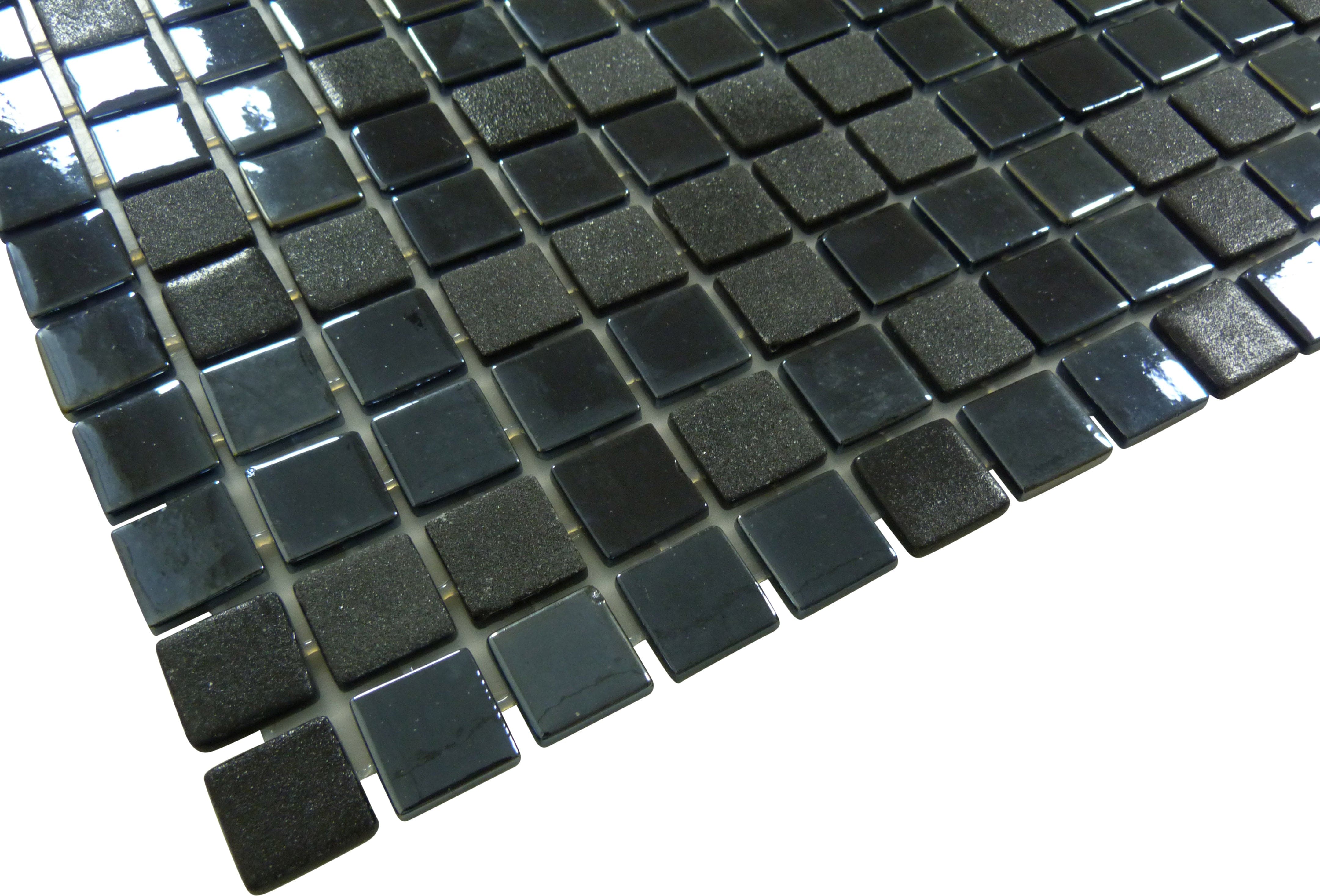 Artistic Blend Black Sugar 1x1 Glossy & Matte Glass Tile Fusion