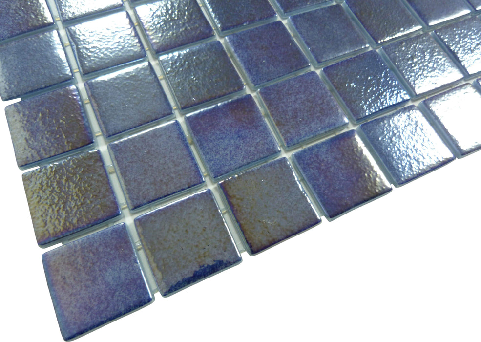Blue Jewel 2" x 2" Glossy & Iridescent Glass Pool Tile Fusion