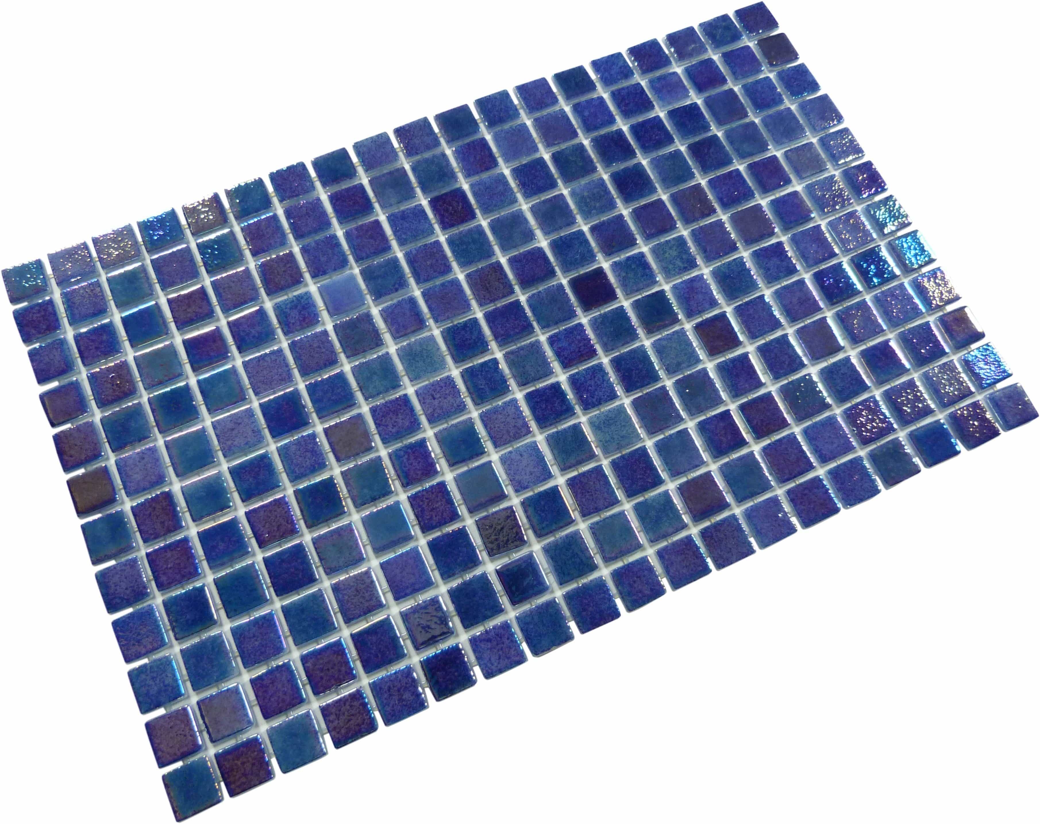 Blue Jewel Glossy & Iridescent Glass Pool Tile Fusion