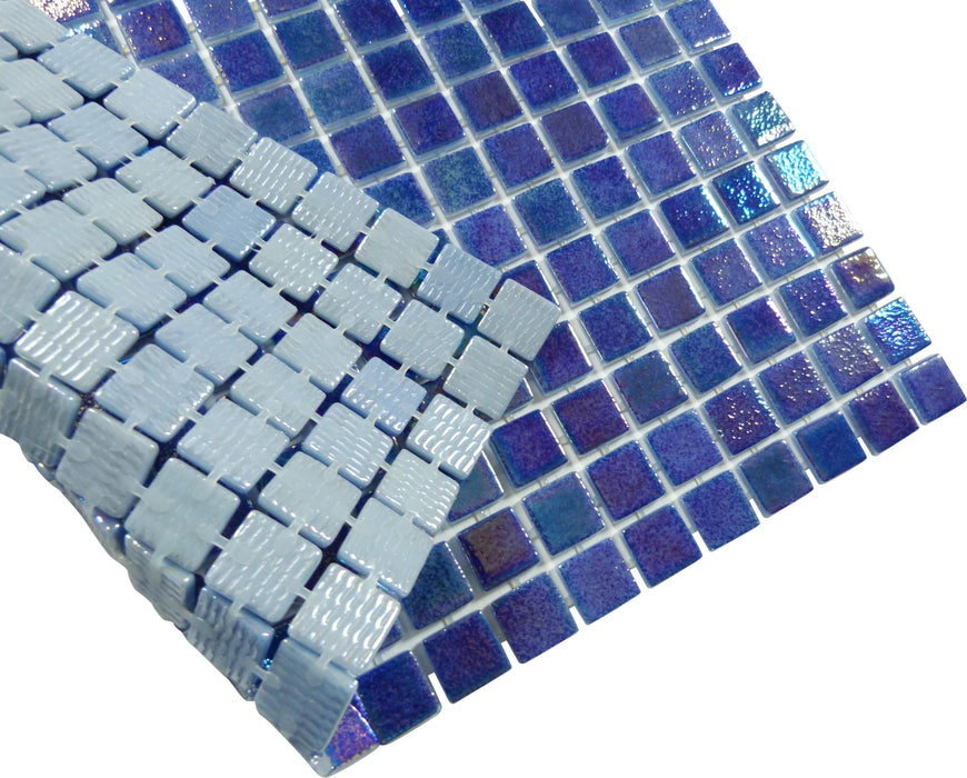 Blue Jewel Glossy & Iridescent Glass Pool Tile Fusion