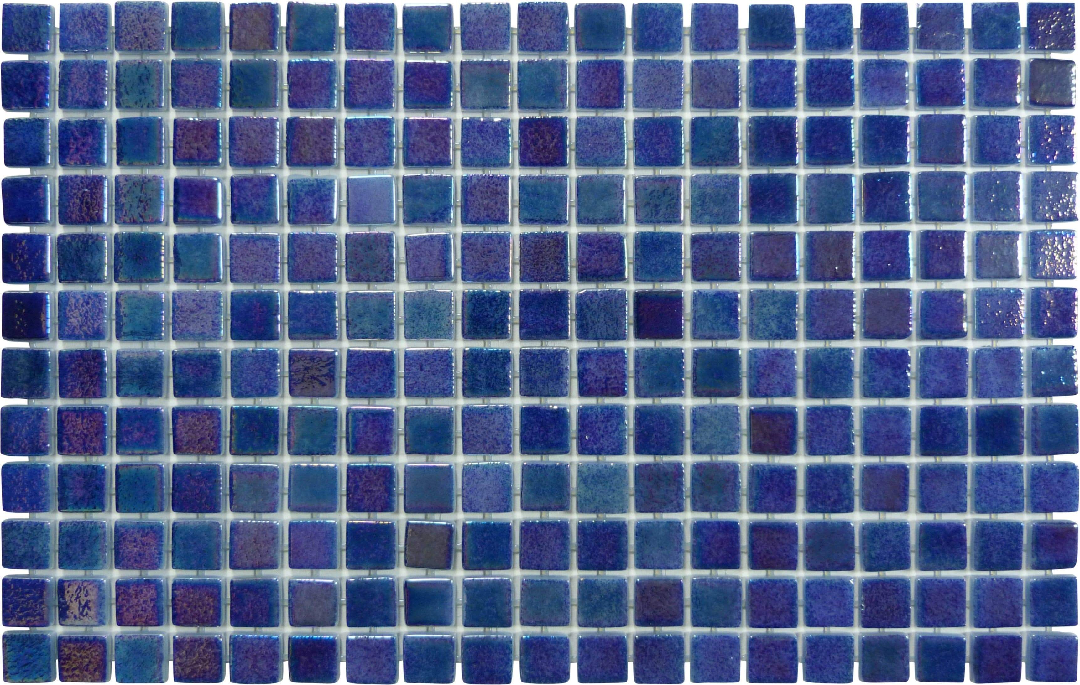 Blue Jewel Glossy & Iridescent Glass Pool Tile Fusion