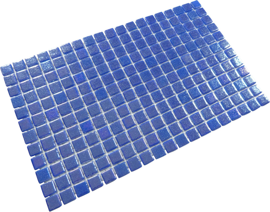 Electric Blue Anti Slip Glossy & Iridescent Glass Pool Tile Fusion