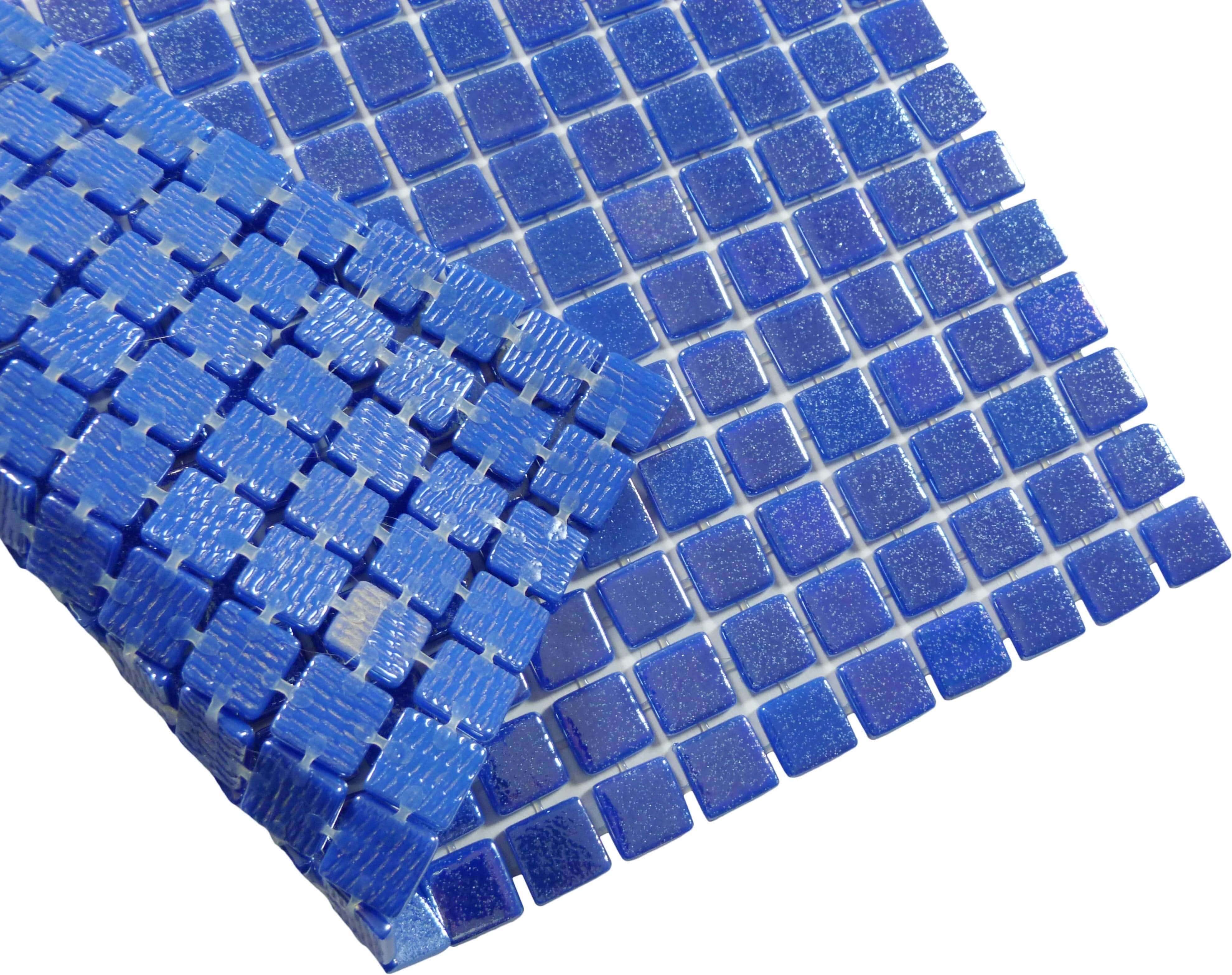 Electric Blue Anti Slip Glossy & Iridescent Glass Pool Tile Fusion